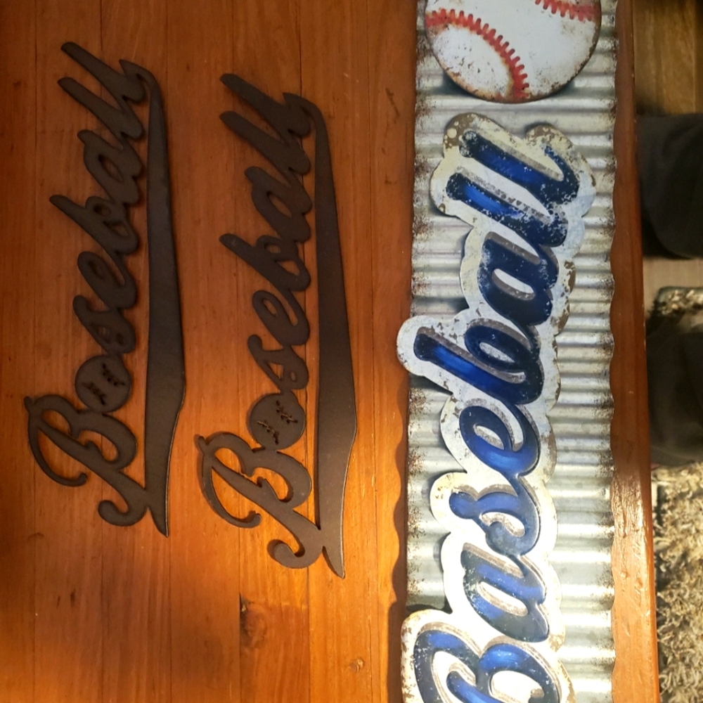 3 Metal Baseball Signs